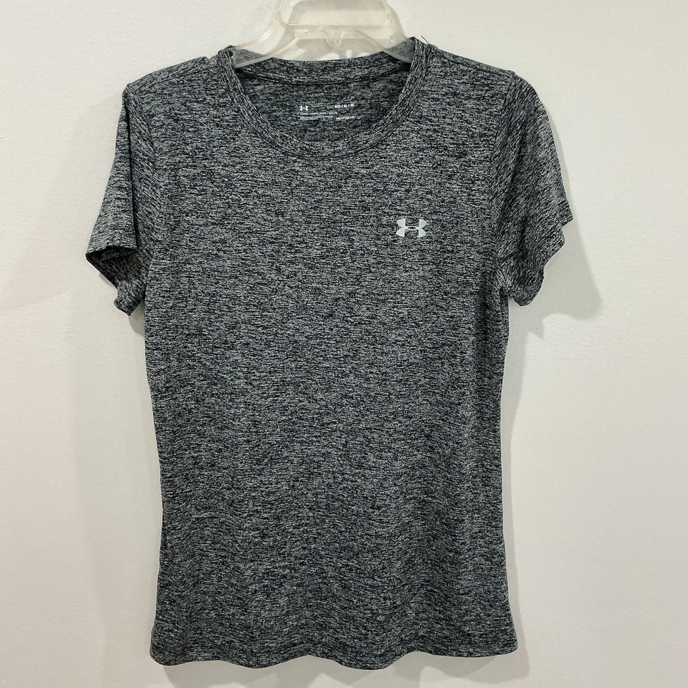 Under Armour Shirt Womens Medium Heat Gear Loose Fit Heather Charcoal Activewear